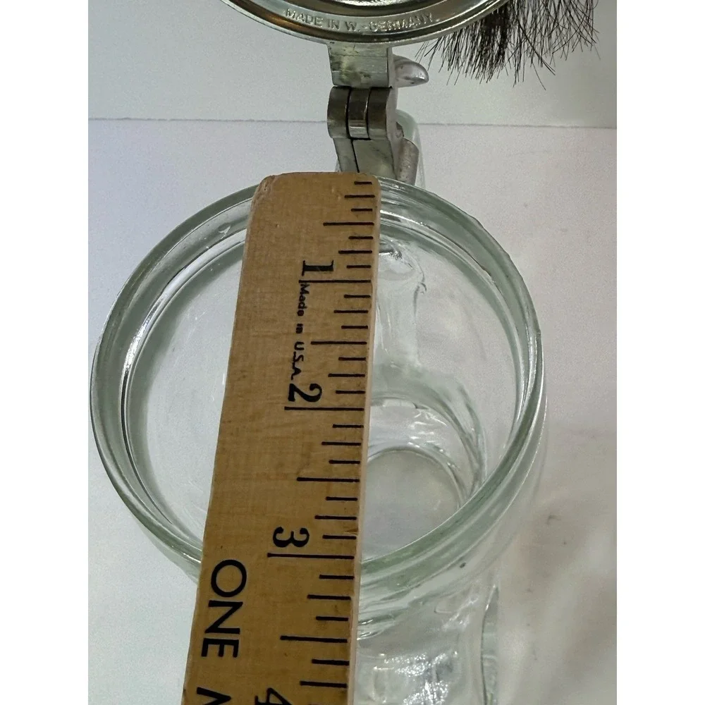 Vintage BMF German Glass Beer Boot Stein Pewter Alpine Hat Lid Hair Plume 8.5